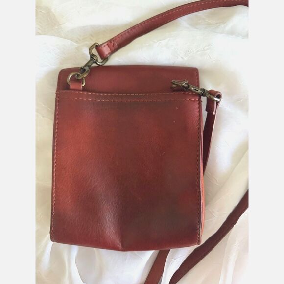 American Leather Co. Kansas Crossbody Handbag Brandy 100% Genuine Leather - Picture 4 of 8